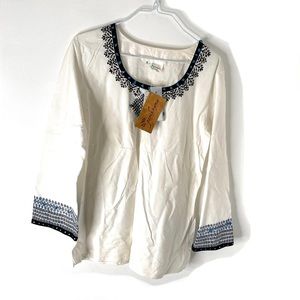 Sanaa Parikrama Desert Craft White Blue Beaded Sequin Top NWT